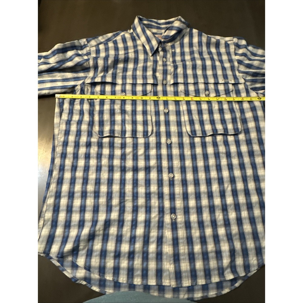 CC Filson Vented Long Sleeve Button Down Shirt Men Sz L Large Blue Plaid Pockets - Picture 5 of 8